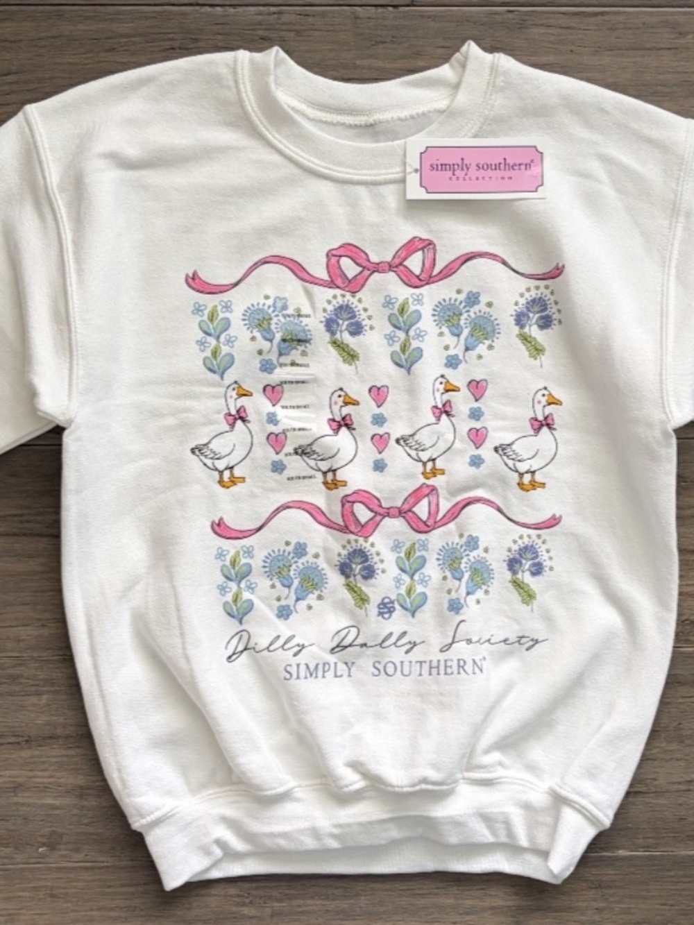 Simply Southern Girls Youth SM Porch Goose Dilly Dally Society Crew Sweatshirt